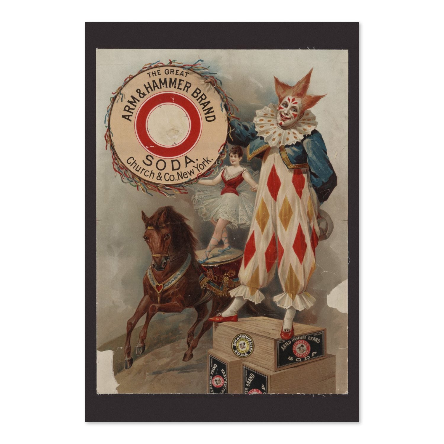 Arm and Hammer Soda Clown poster print